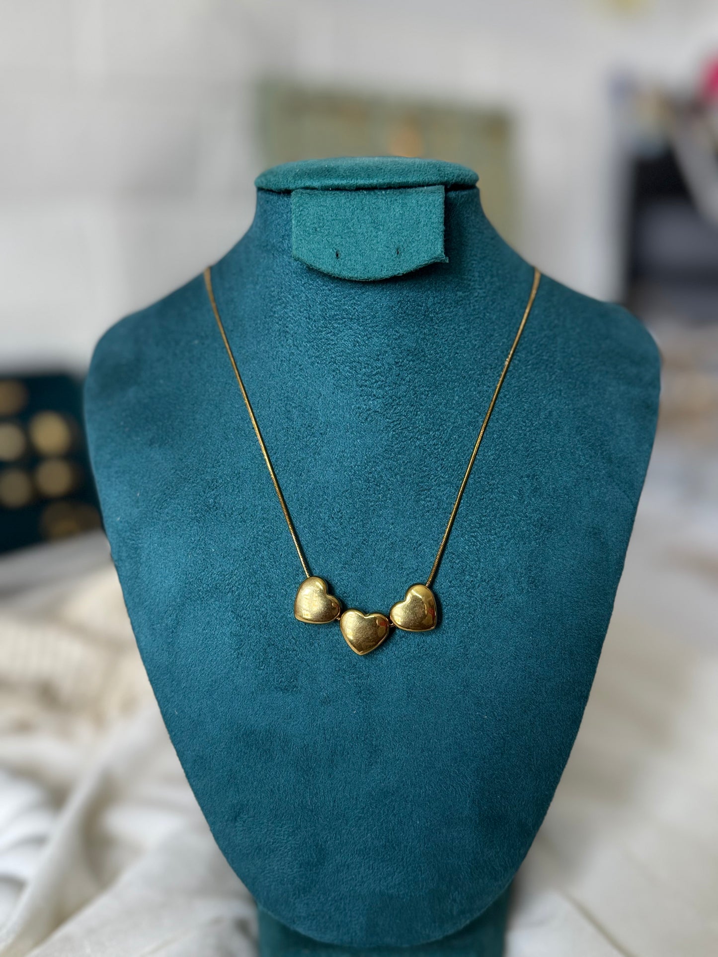 Triple Solid Heart Necklace