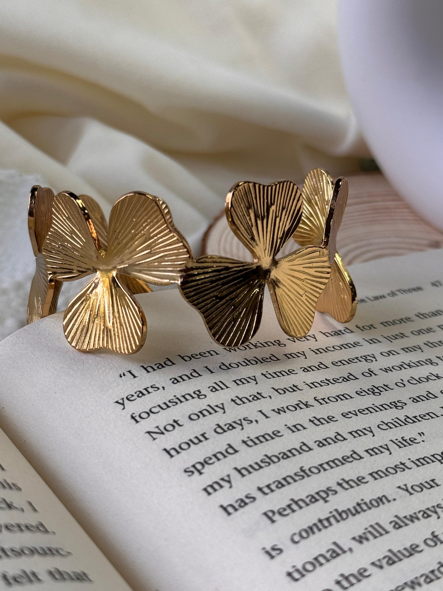 Three Petal Statement Cuff Bangle