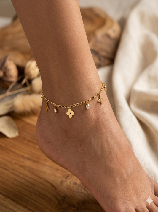 Floral Charms Anklet - Pair