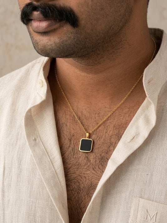 Black Square Pendant - Men's