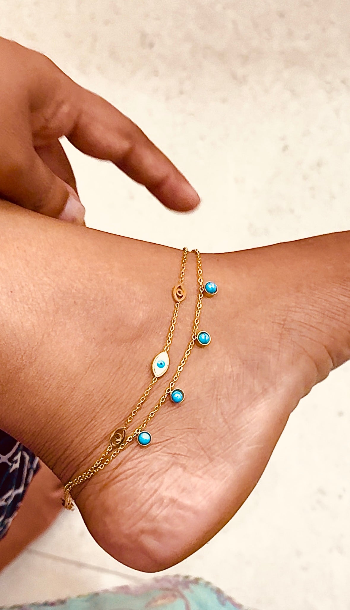 Evil Eye Double Layer Anklet (Pair)