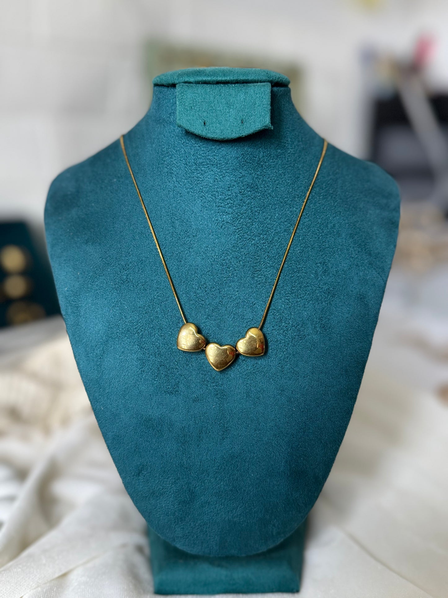 Triple Solid Heart Necklace