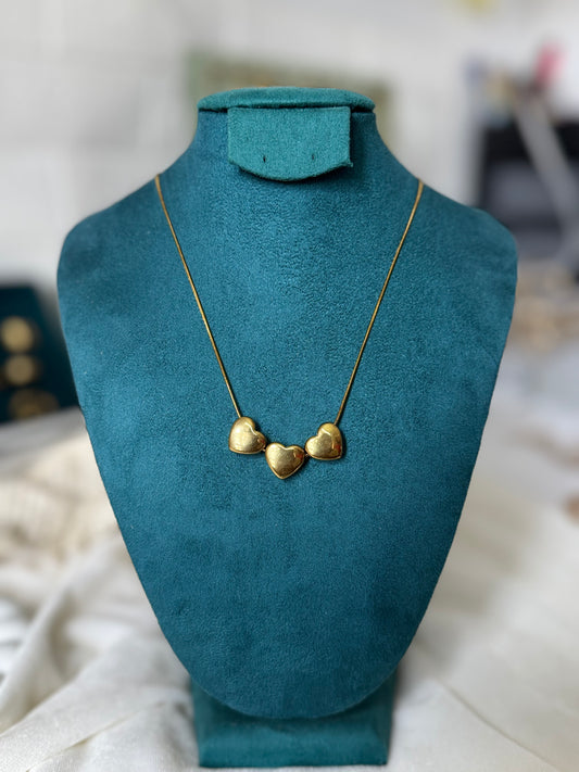 Triple Solid Heart Necklace