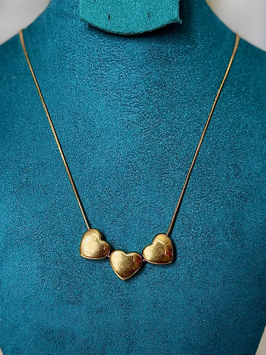 Triple Solid Heart Necklace