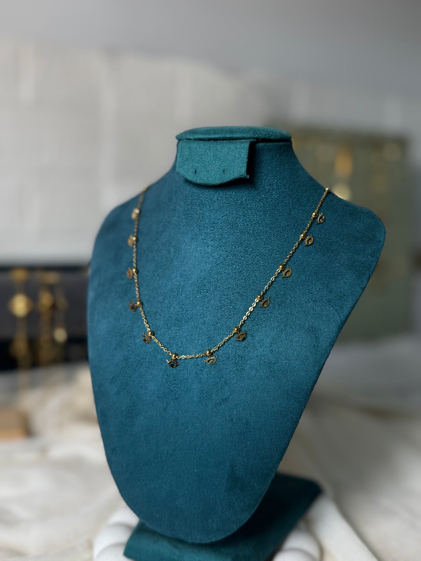 Golden Eye Charms Necklace