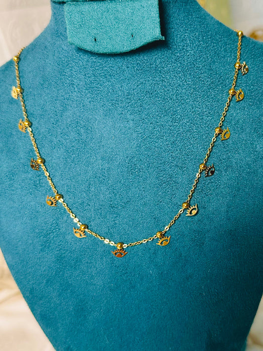 Golden Eye Charms Necklace