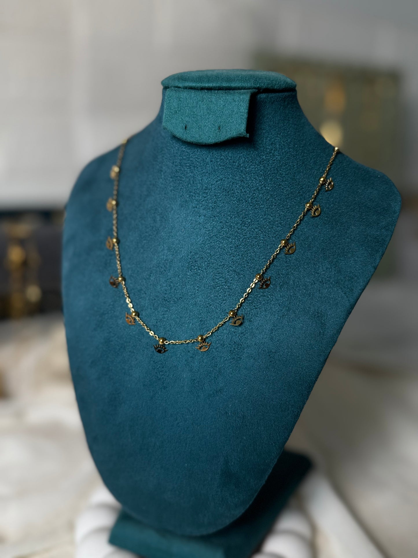 Golden Eye Charms Necklace