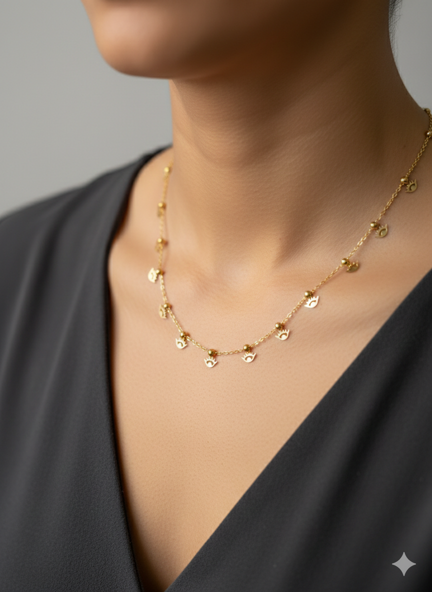 Golden Eye Charms Necklace