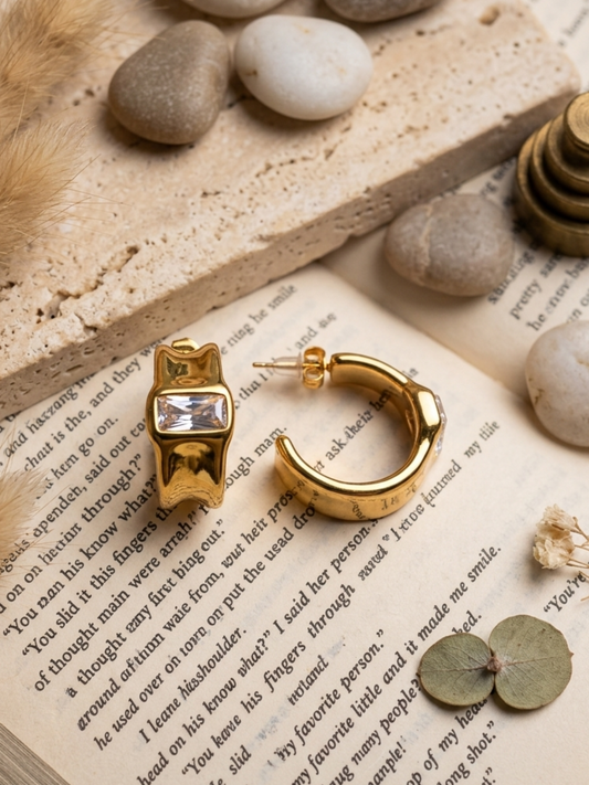 Chunky Crystal Hoops Stud