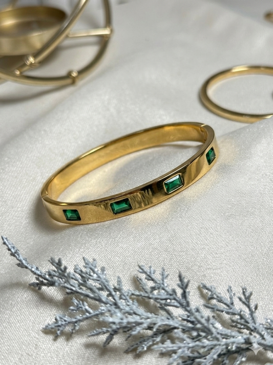 Emerald Rectangle Bangle Bracelet