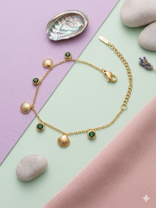 Shell Charm Bracelet - Green