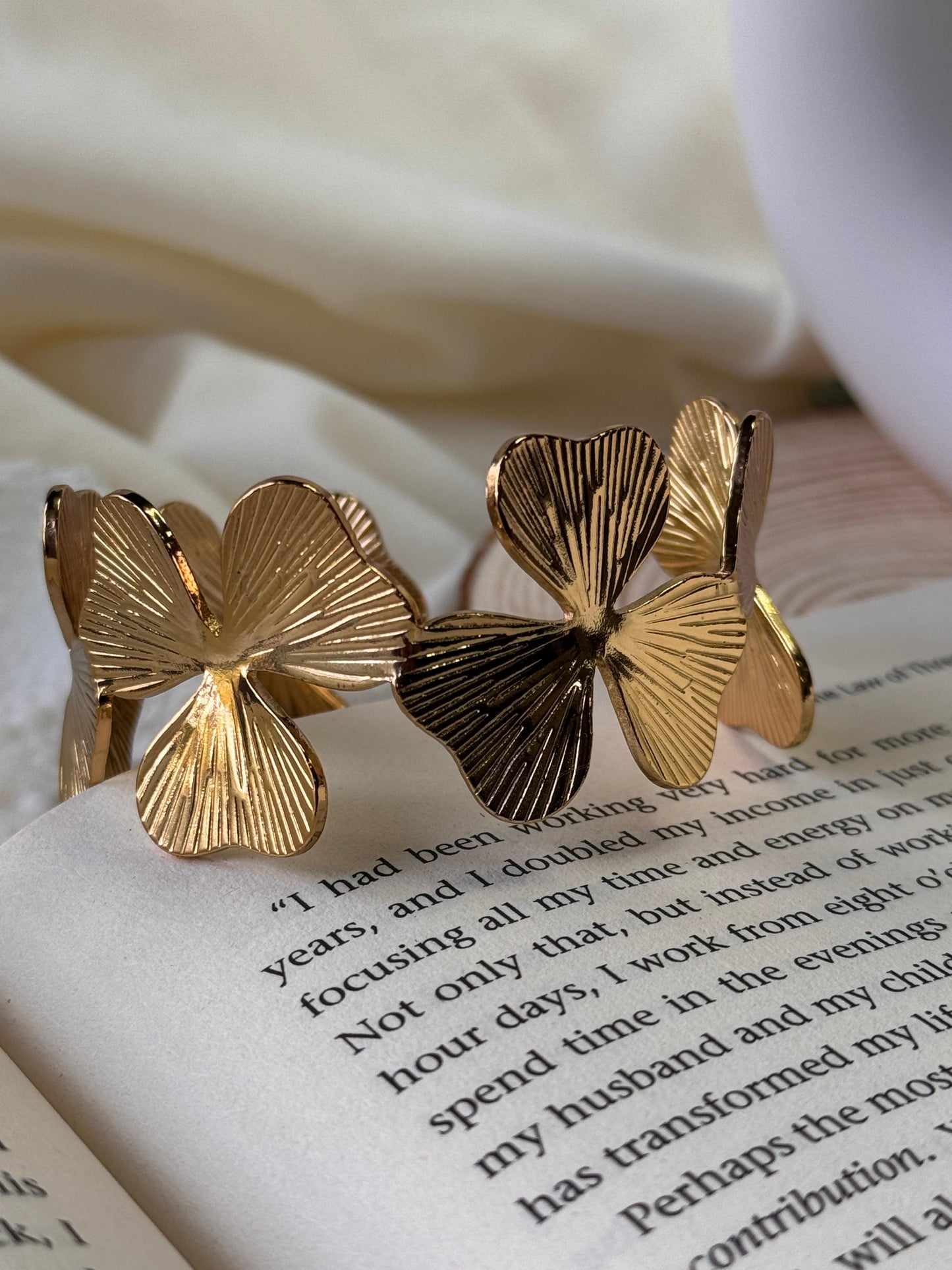 Three Petal Statement Cuff Bangle