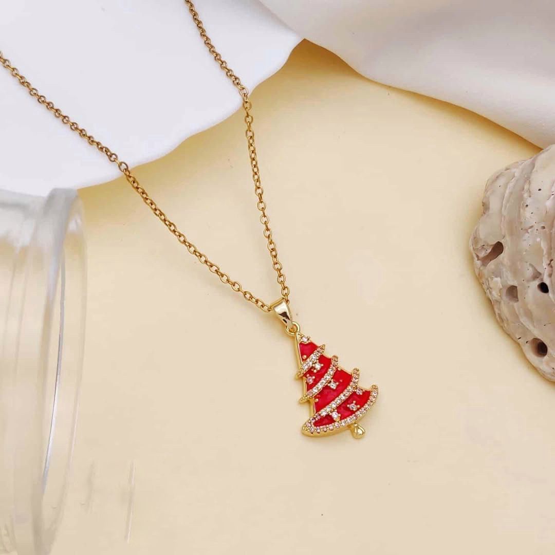 Sparkling Christmas Tree Pendant Necklace