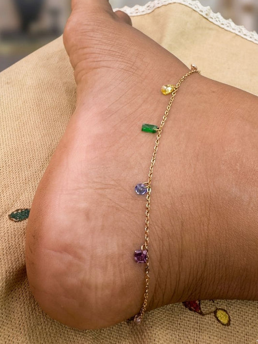 Multi Charm Drop Anklet - Pair