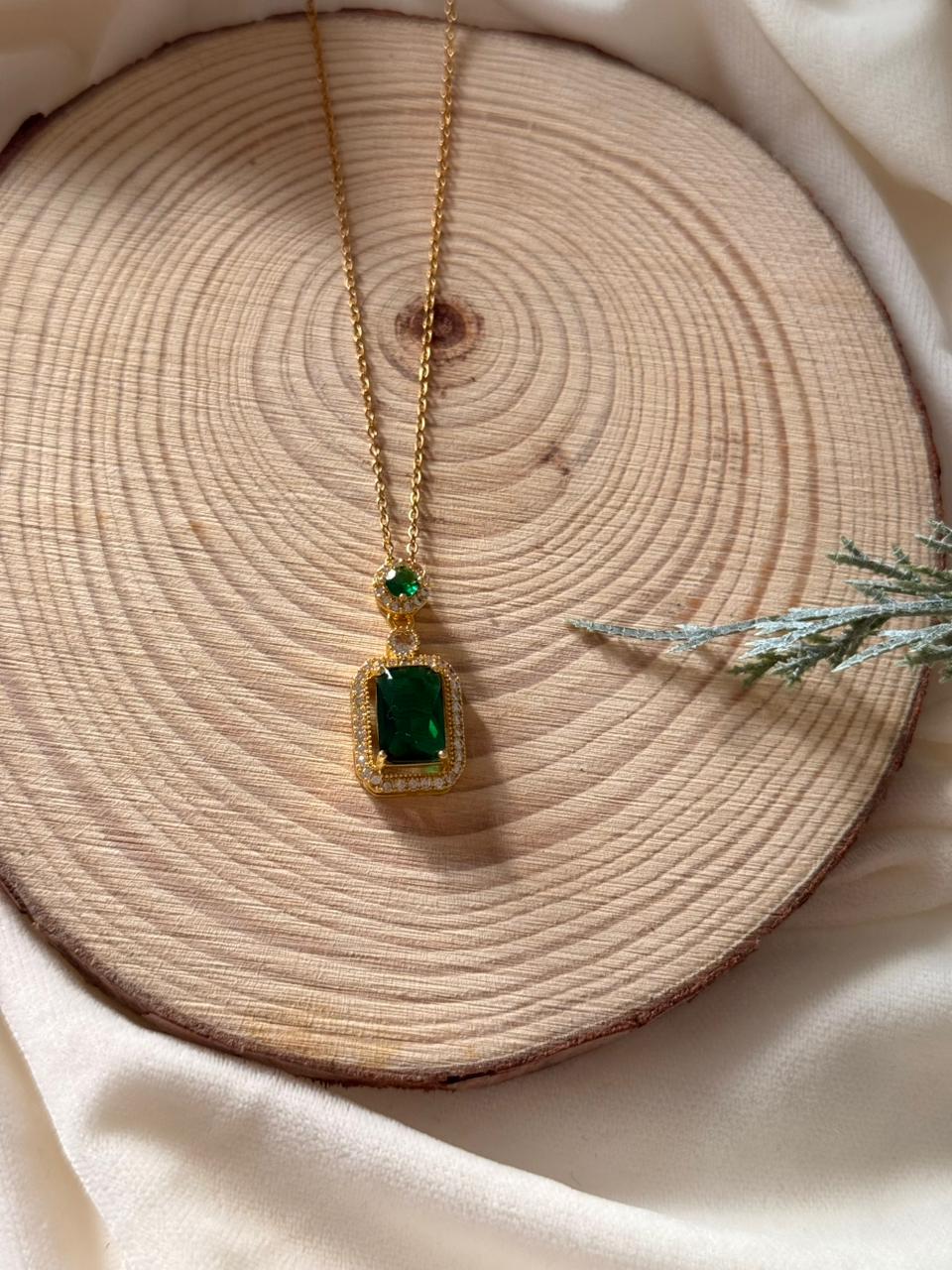 Statement Emerald Pendant with AD stones