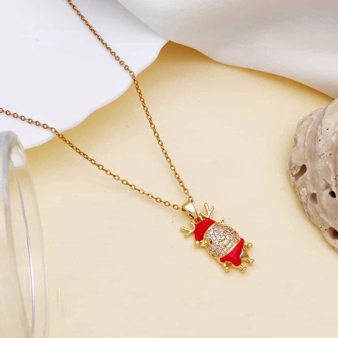Sparkle Reindeer Christmas Pendant Necklace