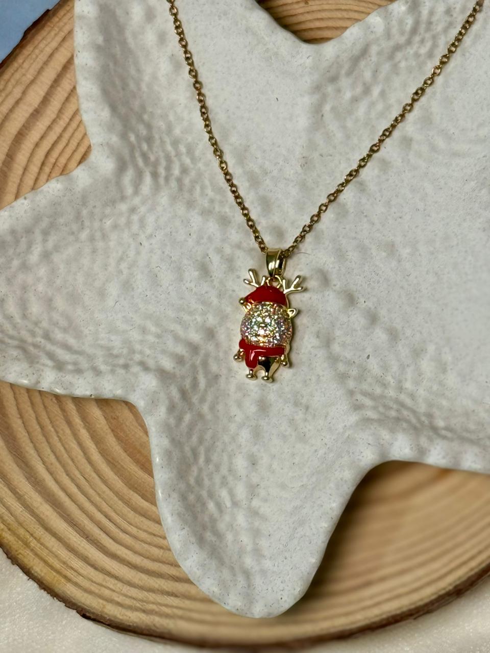 Sparkle Reindeer Christmas Pendant Necklace