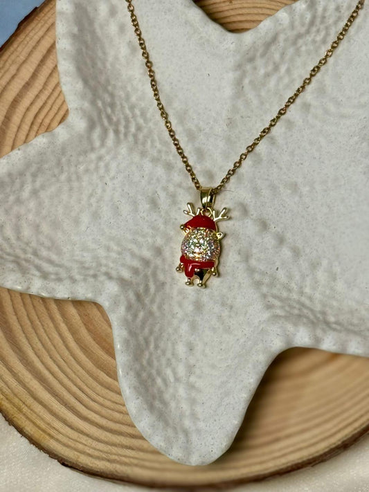 Sparkle Reindeer Christmas Pendant Necklace