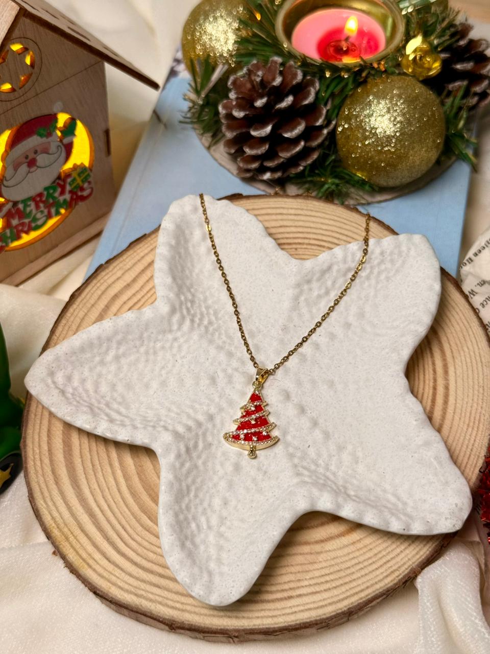 Sparkling Christmas Tree Pendant Necklace