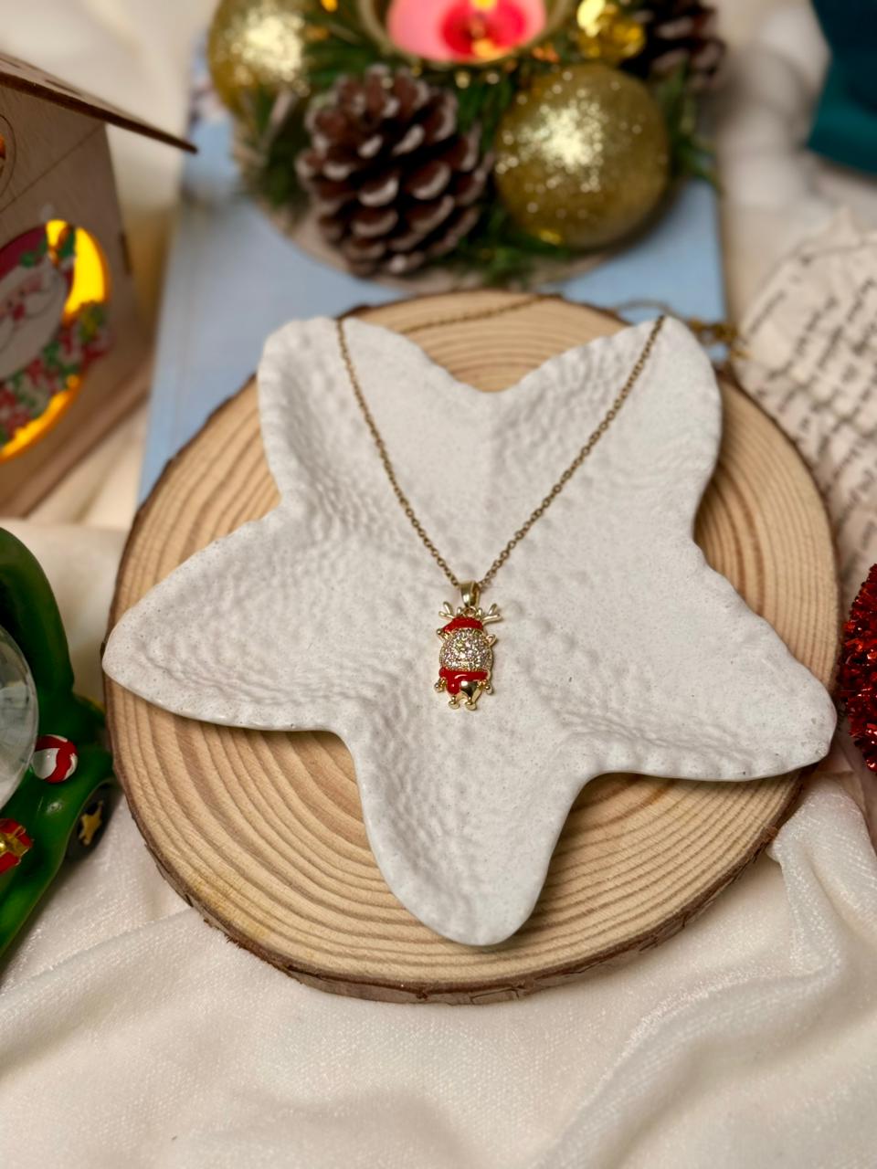 Sparkle Reindeer Christmas Pendant Necklace