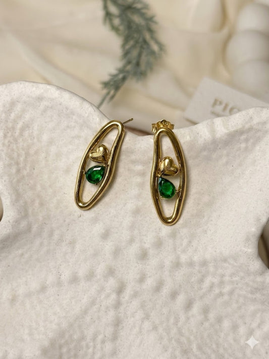 Golden Heart Frame Earrings